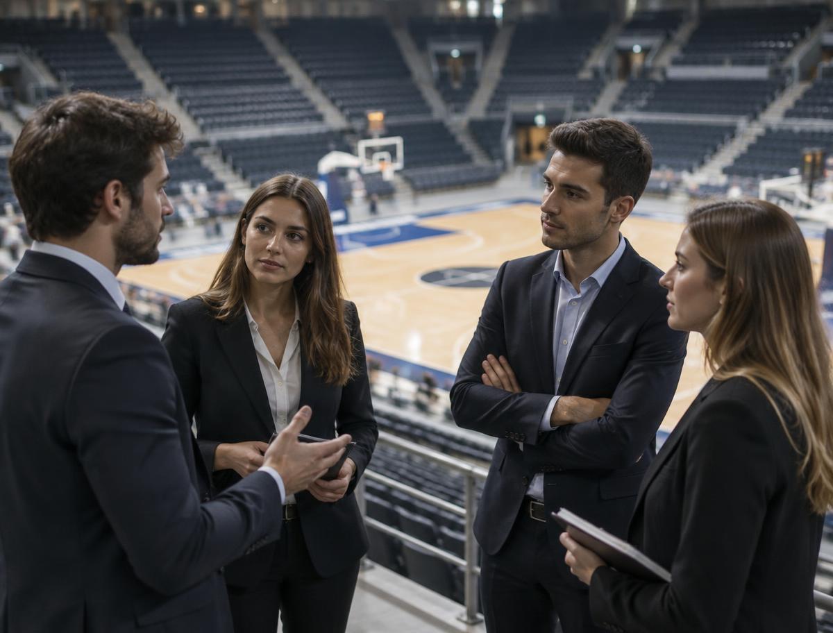 Basketball arena sports management session in a European venue